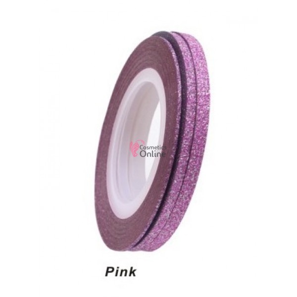 Banda decor pentru unghii cu Sclipici Roz de 1-6mm